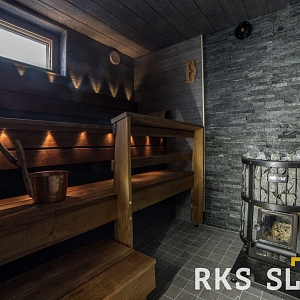 отделка интерьера сауны 3D панели RKS SLATE Кварцит Black Quartz Classic
