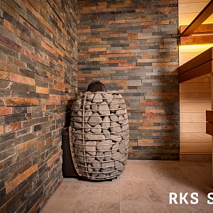 Сауна дизайн интерьера — отделка сауны внутри 3D панели RKS SLATE Сланец Multicolor Classic