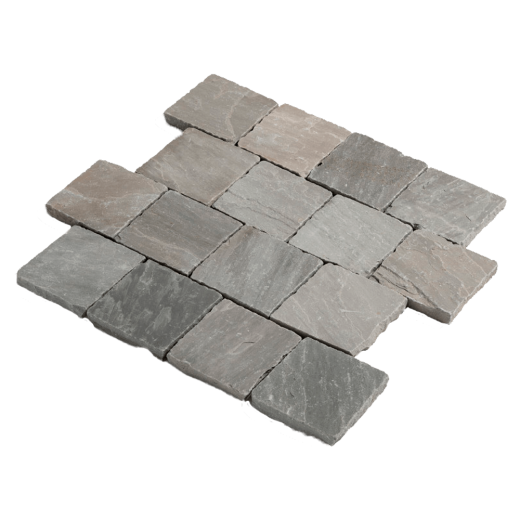 Состаренная брусчатка RKS Slate Sandstone Temple Belgian Grey 100х100 мм. Прочная тротуарная плитка и плитка для пола из натурального песчаника. Лучшая цена на плитку из камня песчаник