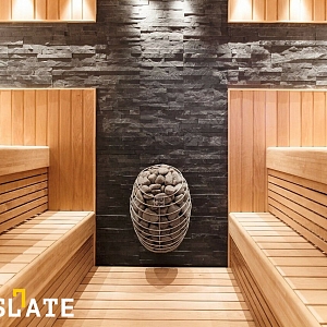 Камень для отделки печи в бане — камень для отделки сауны 3D панели RKS SLATE Сланец Black Slate Classic