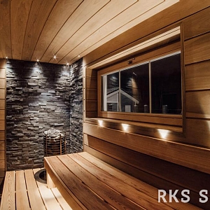 Отделка парной в бане — дизайн отделки бань 3D мозаика из камня RKS SLATE Сланец Black Bark Rockface